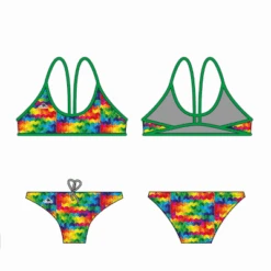 BIKINI NATACION NIÑA COLORFUL (TIRANTE FINO)